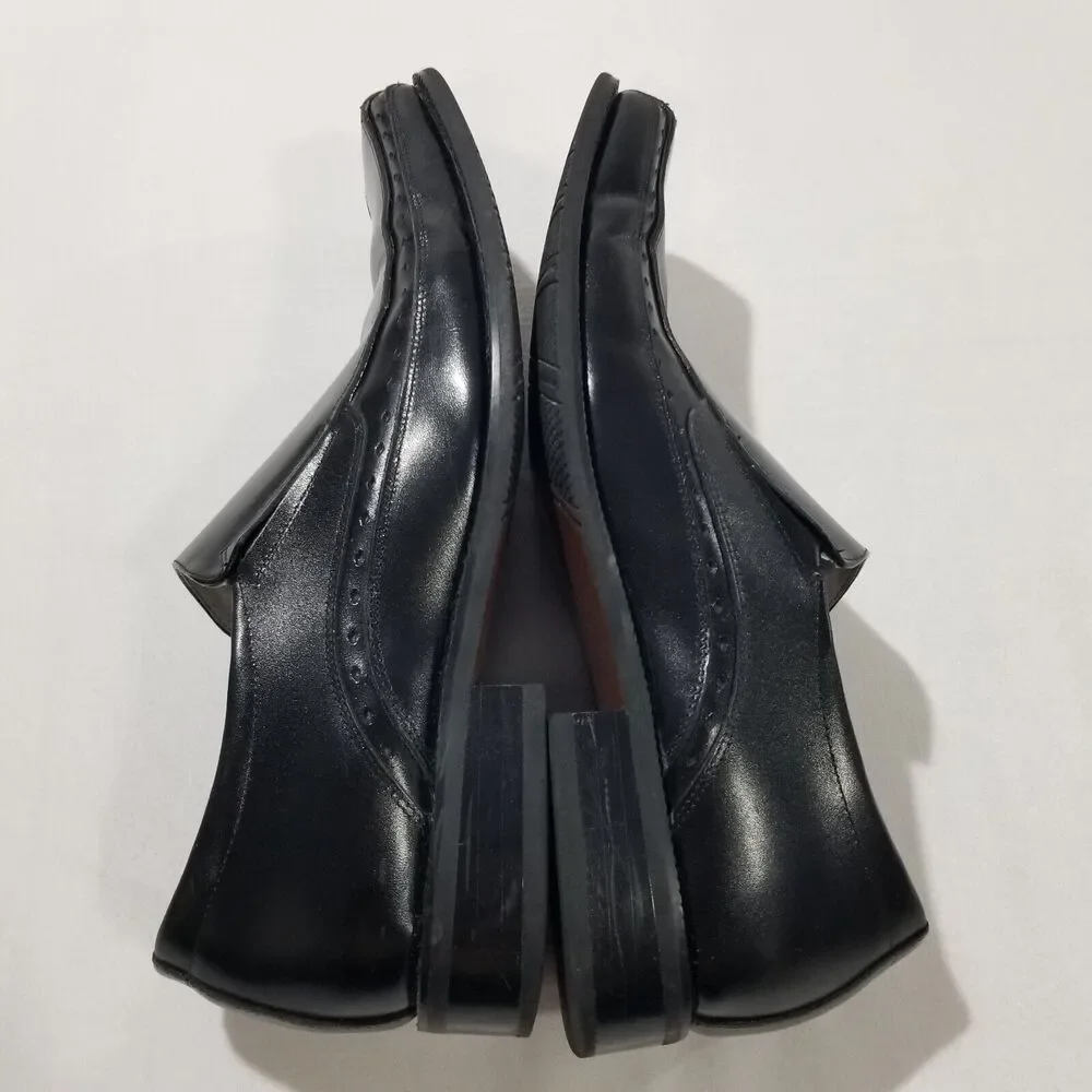 Stacy Adams Shoes Mens Size 9.5 Danton Slip On Black Leather 24363-001 Bike Toe